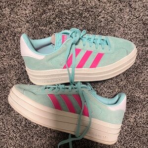 Adidas Women's Aqua and Pink Platform Sneakers